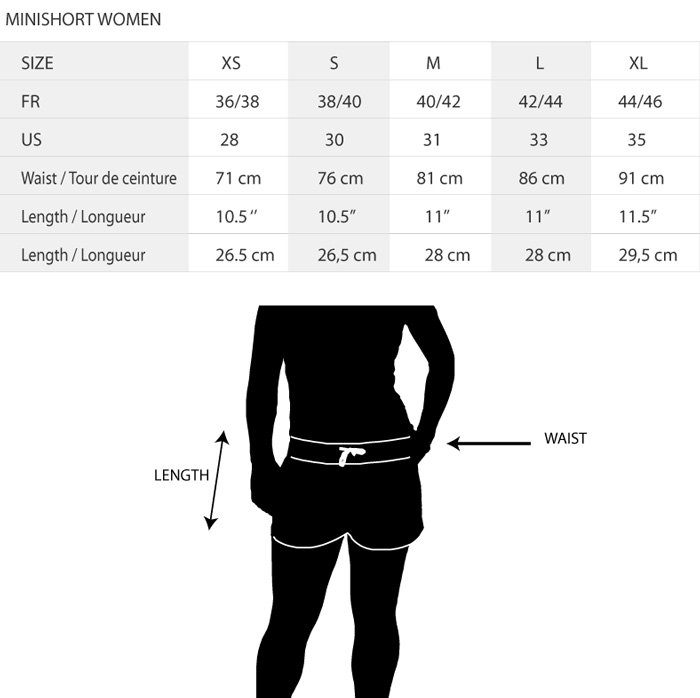 Tableau taille KDC boardshort femme